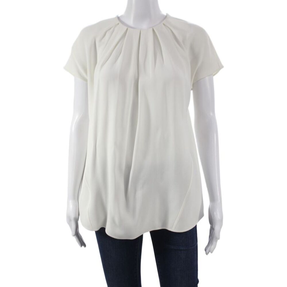 Proenza Schouler Women Basic Ivory Short Sleeve Round Neck Blouse Size 4